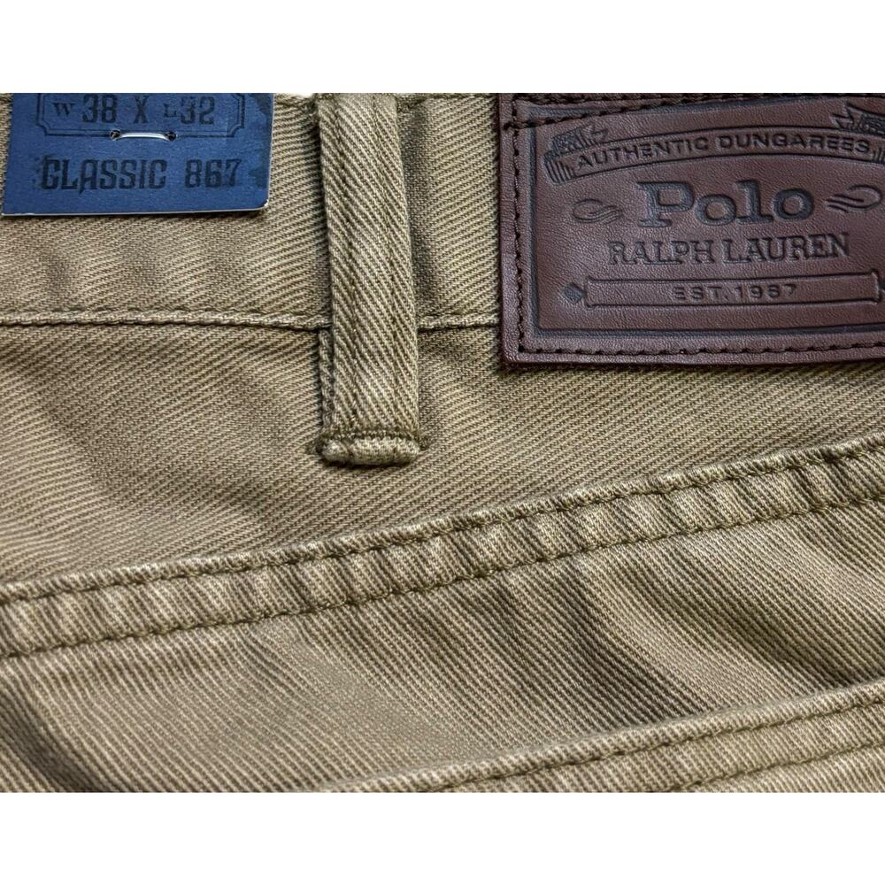 Polo Ralph Lauren Tan Jeans Cotton Men's Size 38 x 26 (altered) - Picture 5 of 8